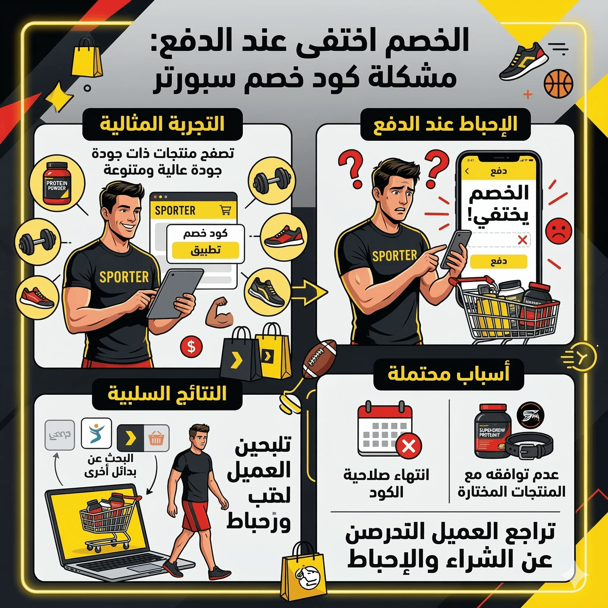 الخصم اختفى عند الدفع سبورتر