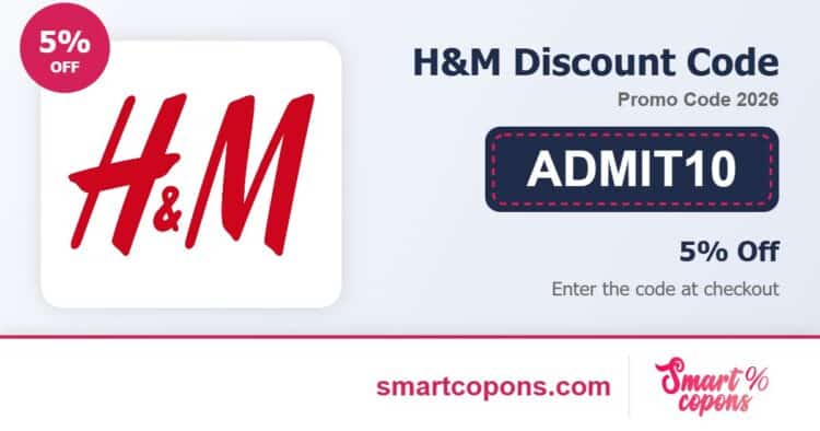 H&M discount code ADMIT10 2026